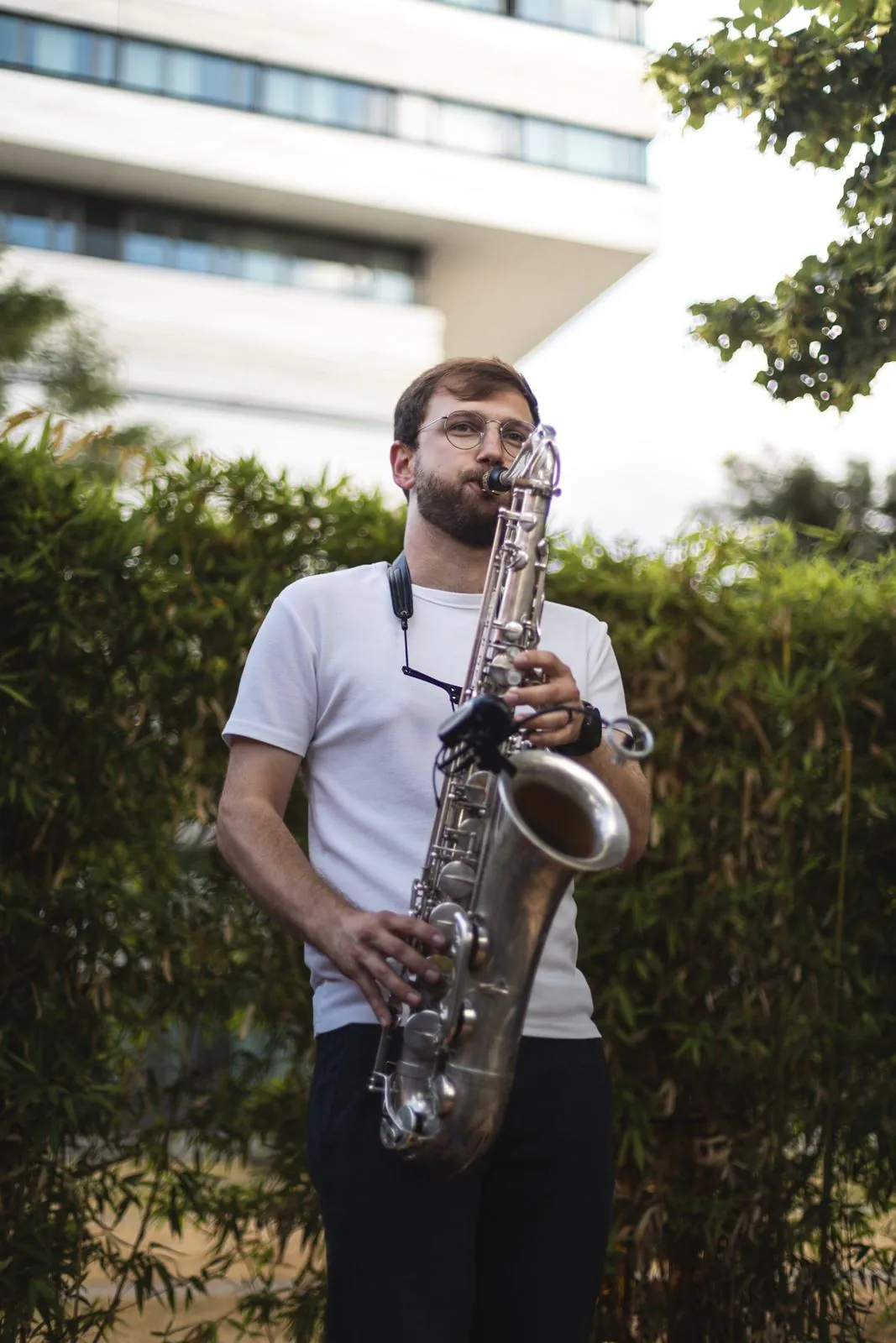 Saxophonist at the summer party