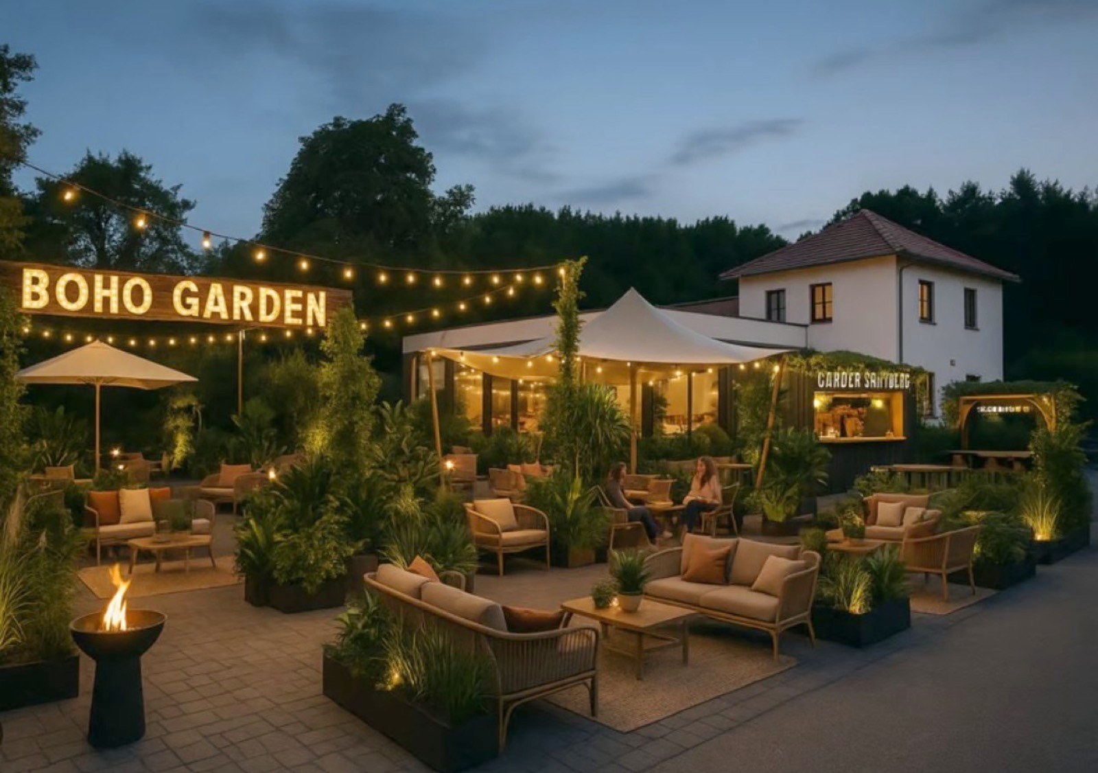 Boho Garden on the Katzenbuckel at night